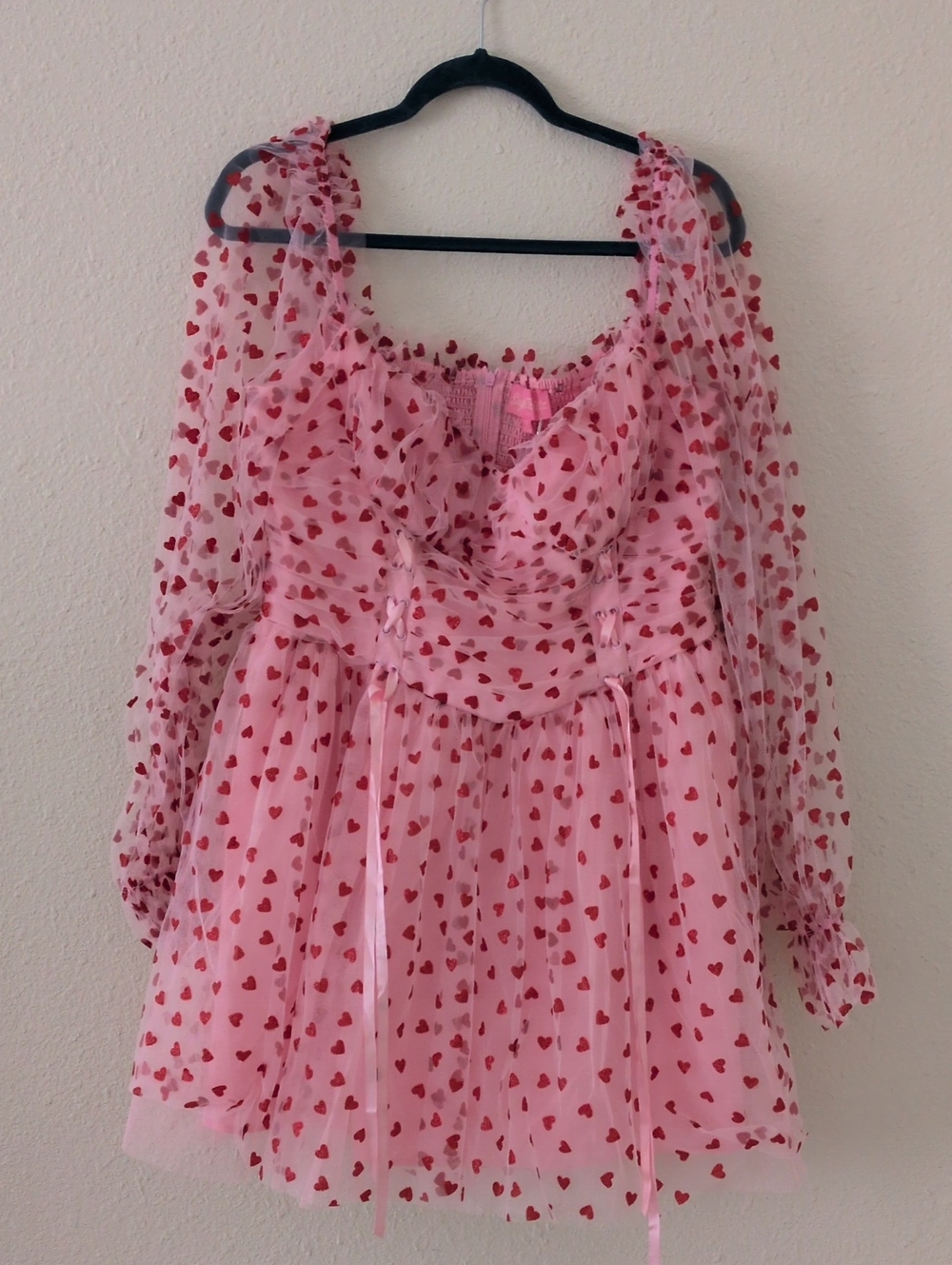 Sugar Thrillz Pink Mini Dress with Red Heart Print